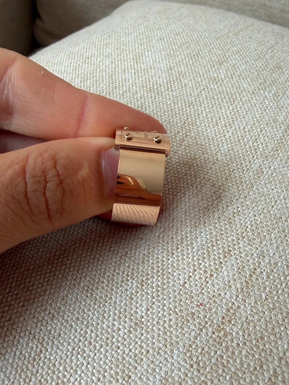 Michael Kors Rose Gold Wide Plate Ring with Screw Detail